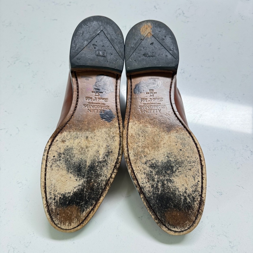 Allen Edmonds Delray Dress Shoes Mens 10 B Brown Leather Split Toe Derby 6370 - Picture 7 of 10
